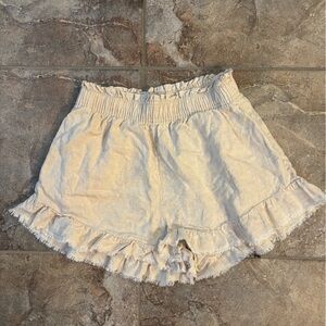 Aerie Cream High Waist Ruffle Shorts